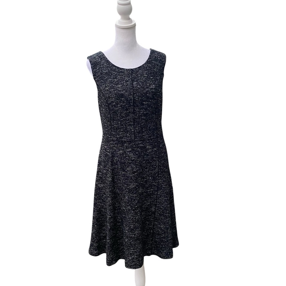 Talbots Berekley Ladies Black &‎ White Tweed Seamed Fit & Flare Sleeveless Sz 14
